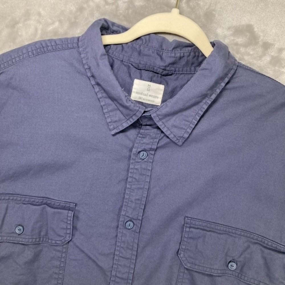 Mutual Weave Mens 3XLT Blue Gray Short Sleeve Button Down Utility Shirt Stretch